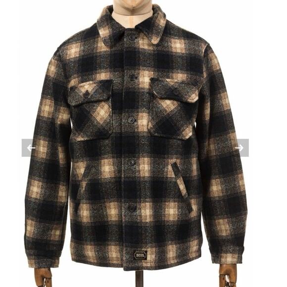 Dues Ex Machina The Piston Wool Shirt Lightweight Coat Jacket Plaid Men's Size L - Picture 12 of 14
